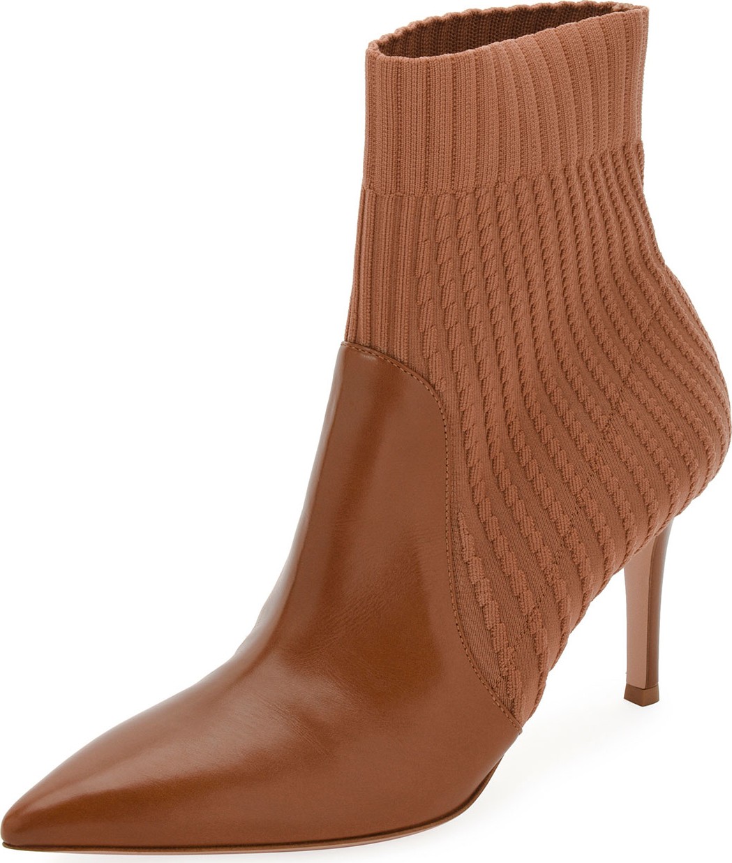 Gianvito Rossi Katie 85 Leather/Knit Sock Bootie