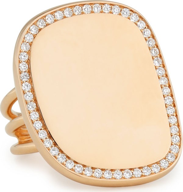 Roberto Coin Golden Jade 18K Rose Gold & Pave Diamond Ring, Size 6.5