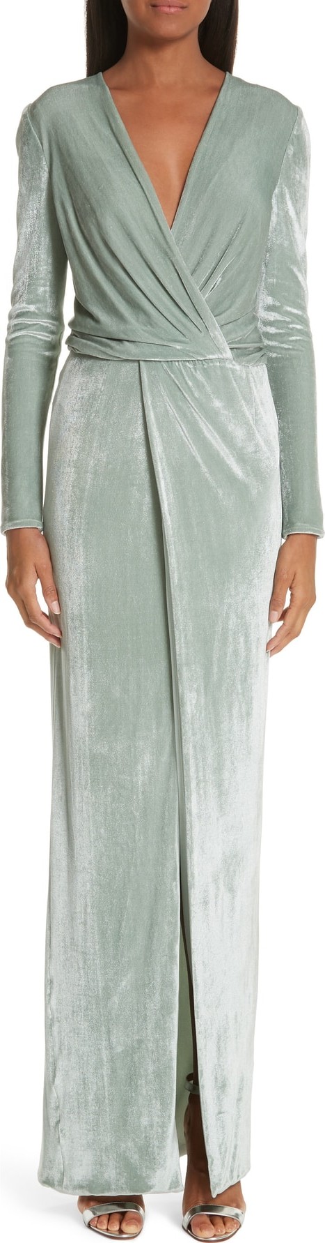 Galvan Surplice Neck Velvet Gown