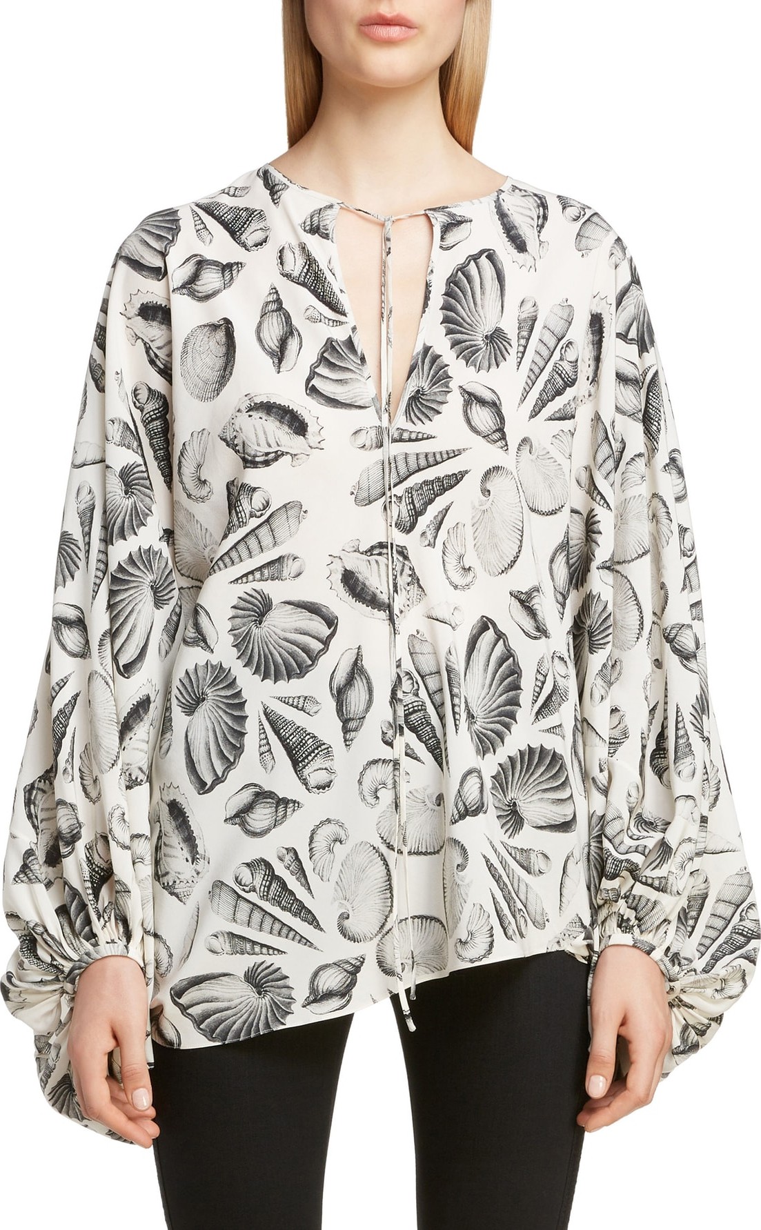 Alexander McQueen Shell Print Silk Blouse