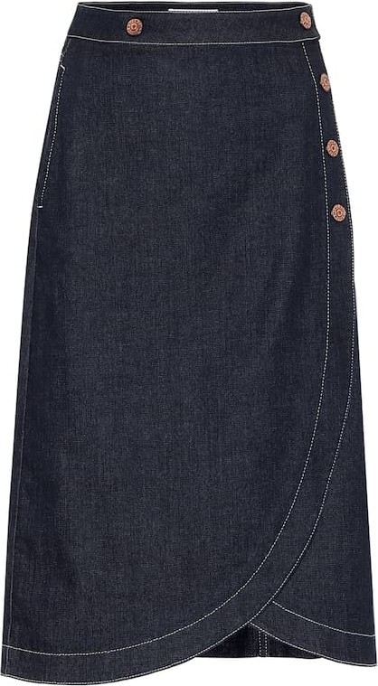 See By Chloé Denim midi wrap skirt