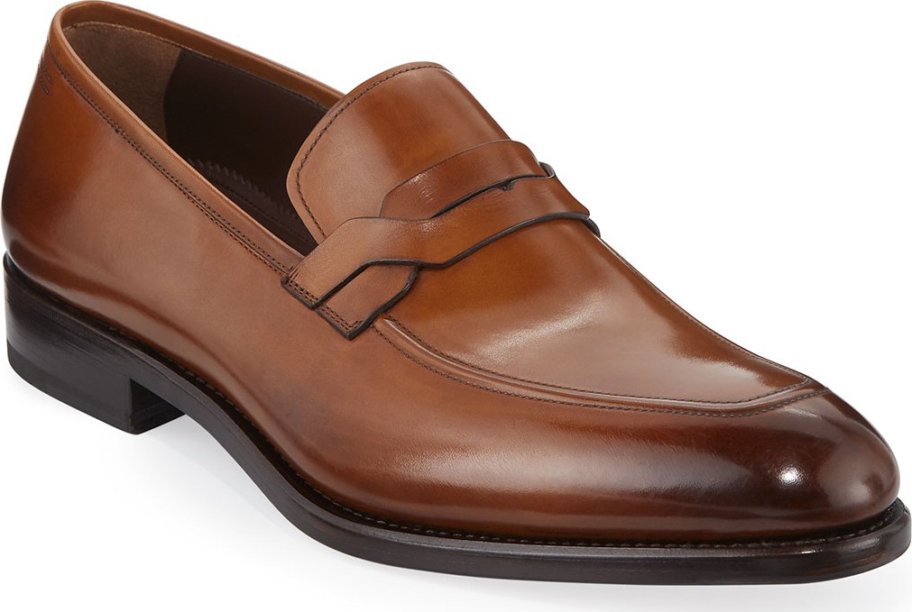 Salvatore Ferragamo Men's Backer Braided Burnished Leather Loafer