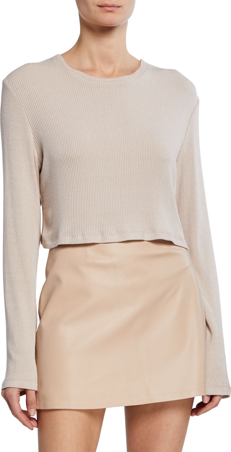 Sablyn Serafina Long-Sleeve Cropped Rib Top