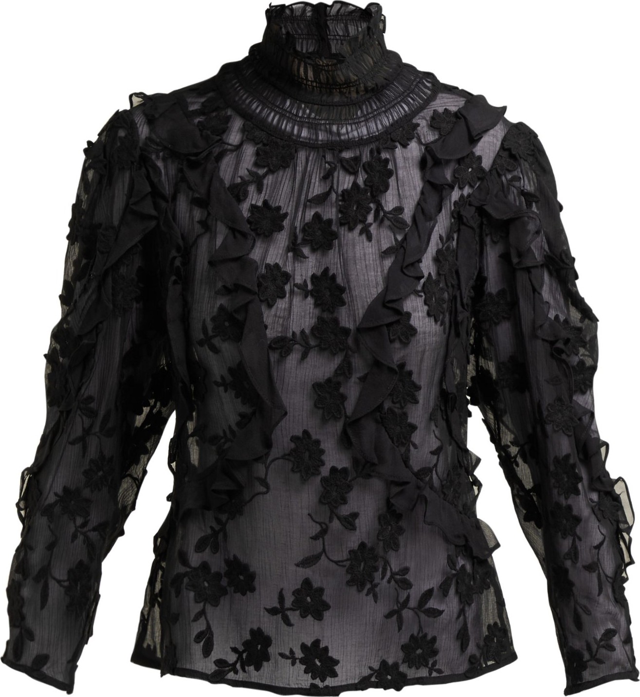 Rebecca Taylor Ruffled floral-appliqué blouse