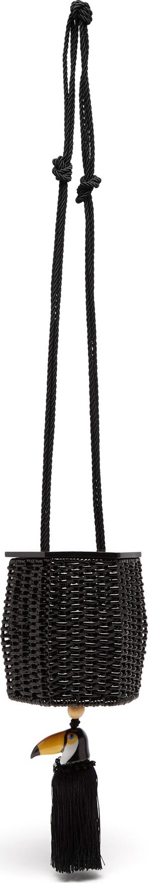 Wai Wai Fauna toucan-charm wicker cross-body bag