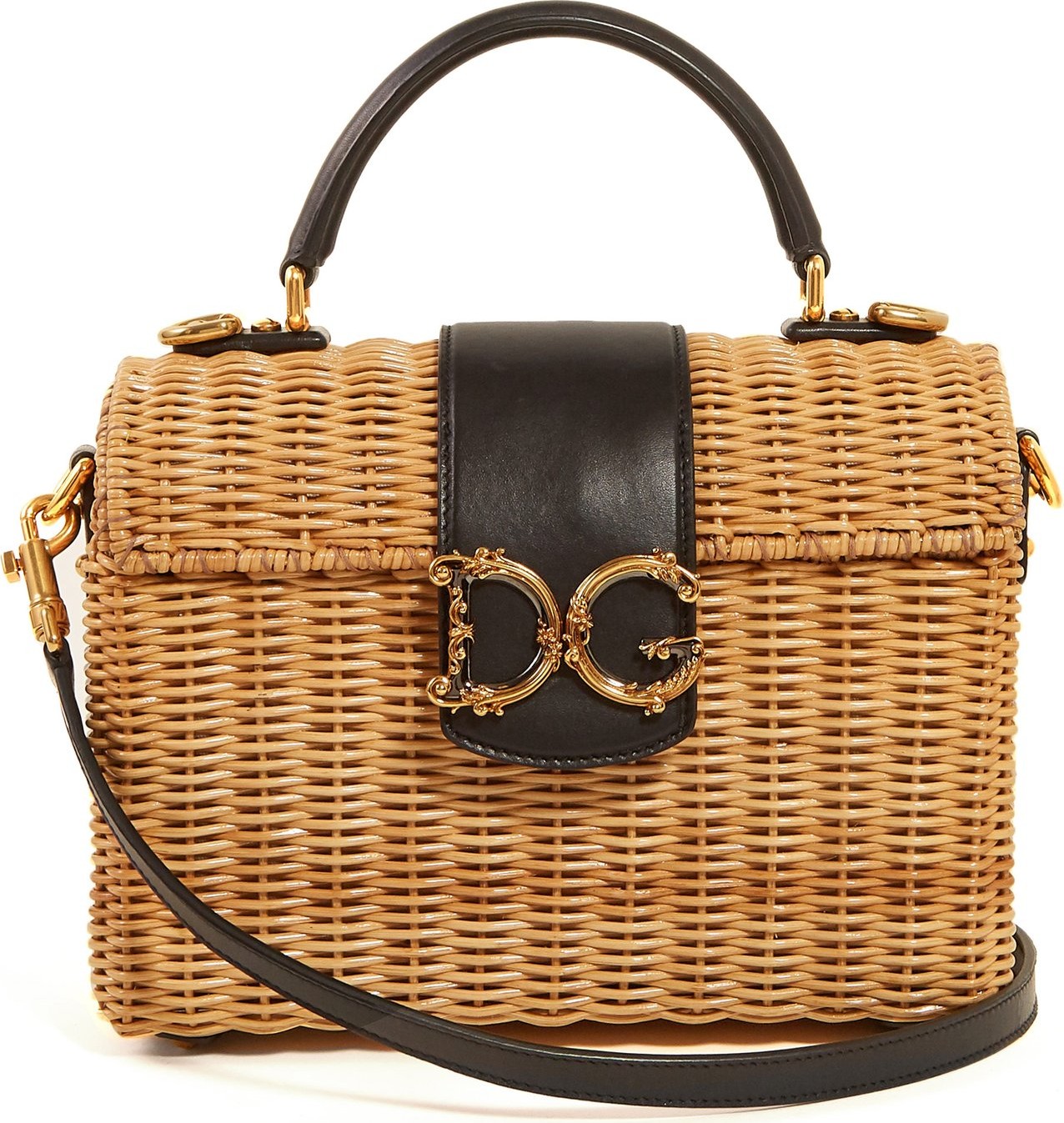 Dolce & Gabbana Logo-embellished natural-raffia bag