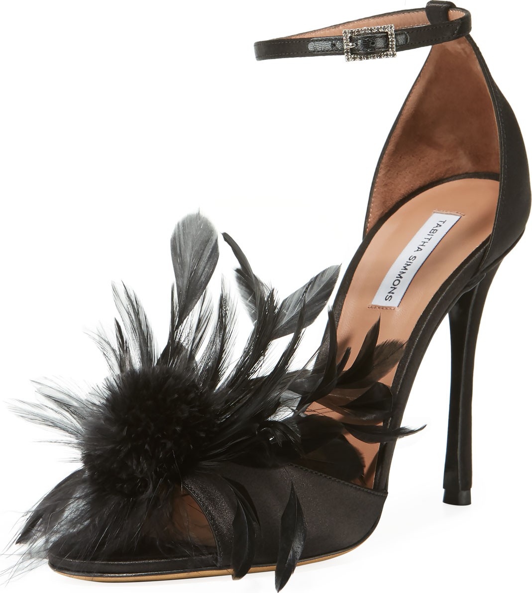 Tabitha Simmons Avary Feather Satin Sandals