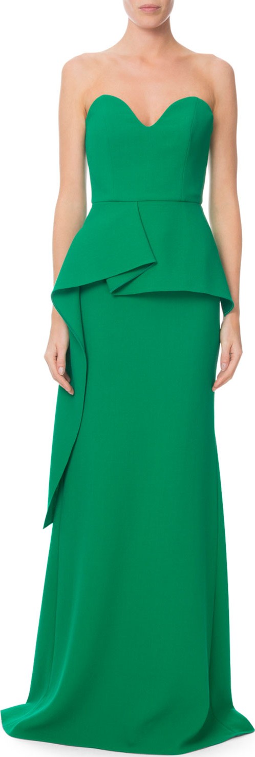 Roland Mouret Strapless Sweetheart Peplum Gown