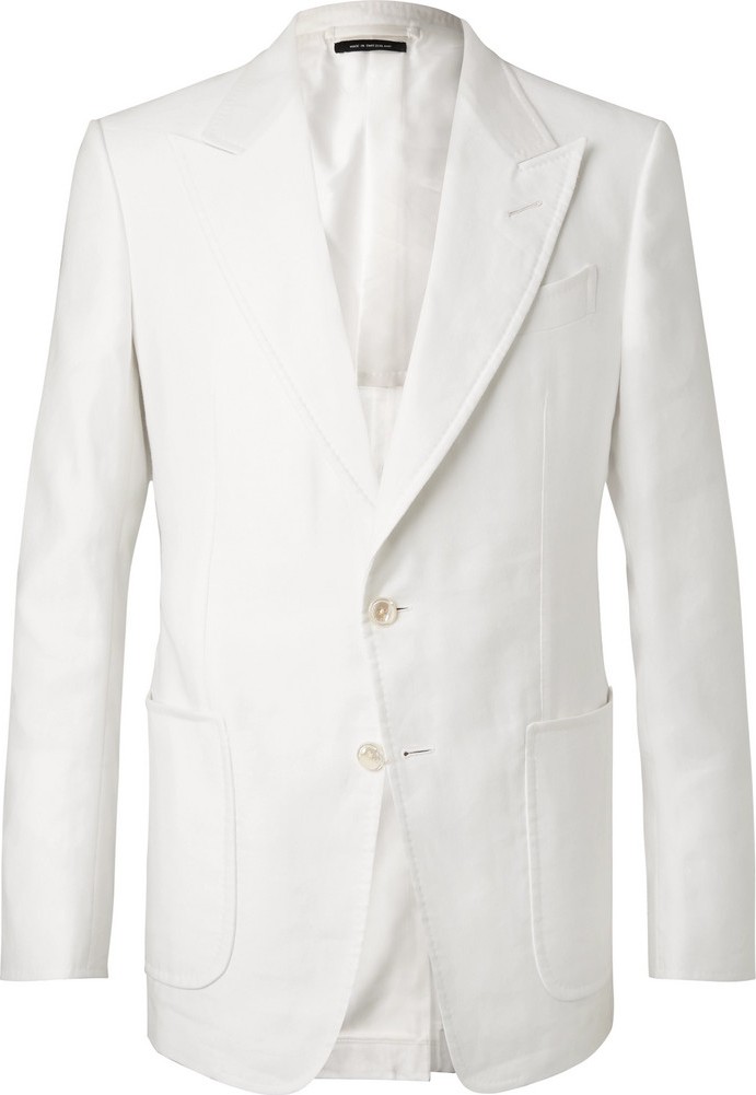 TOM FORD White Shelton Slim-Fit Cotton and Linen-Blend Suit Jacket