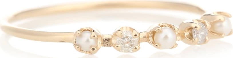 Loren Stewart Renee pearl and diamond 14kt gold ring