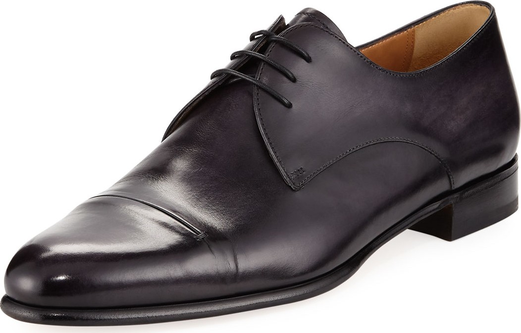 Berluti Gaspard Slash-Toe Leather Shoe, Black