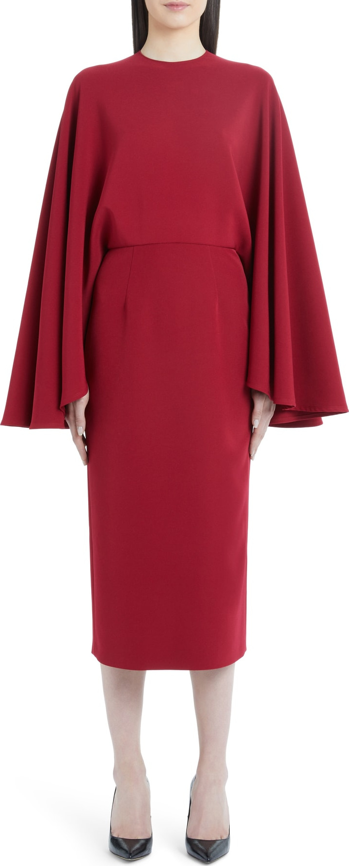 Sara Battaglia Cape Sleeve Sheath Dress