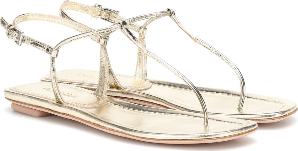 Prada Metallic leather sandals