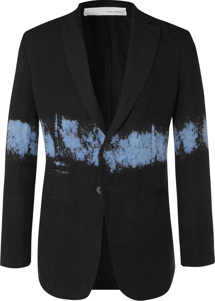 Isabel Benenato Black Slim-Fit Dip-Dyed Unstructured Linen Blazer