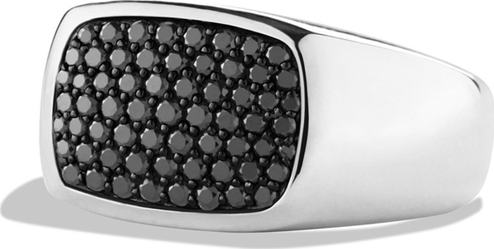 David Yurman Men's East-West Signet Ring with Black Diamonds, Size 10