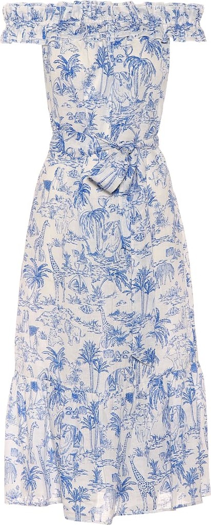 Tory Burch Printed linen midi dress