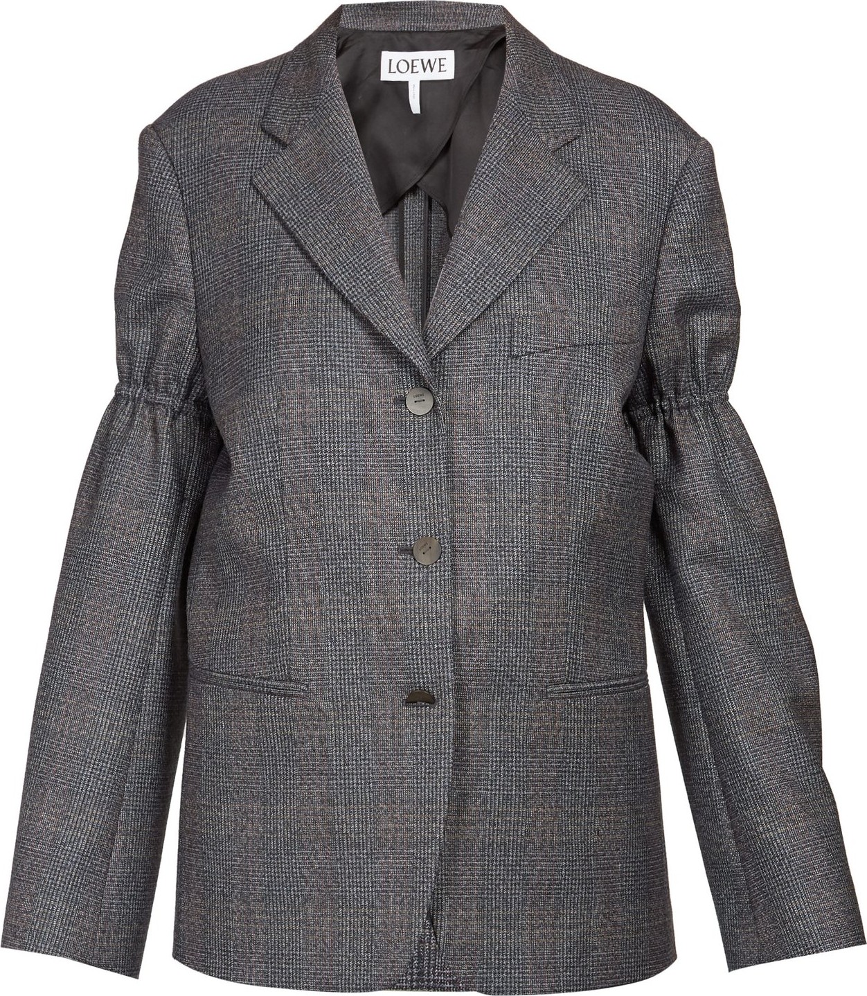 LOEWE Gathered-sleeve single-breasted twill blazer