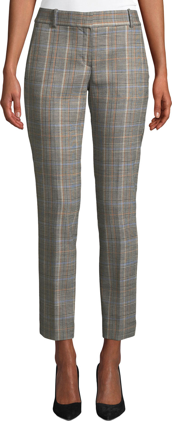Theory Autumn Plaid Straight-Leg Ankle Trousers