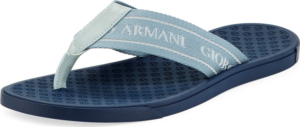 Giorgio Armani Men's Logo Jacquard Flip-Flops