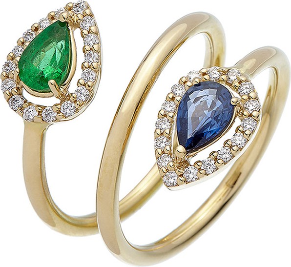 Istanboulli Gioielli Milano Positano 18k Diamond, Emerald & Sapphire Coil Ring, Size 6
