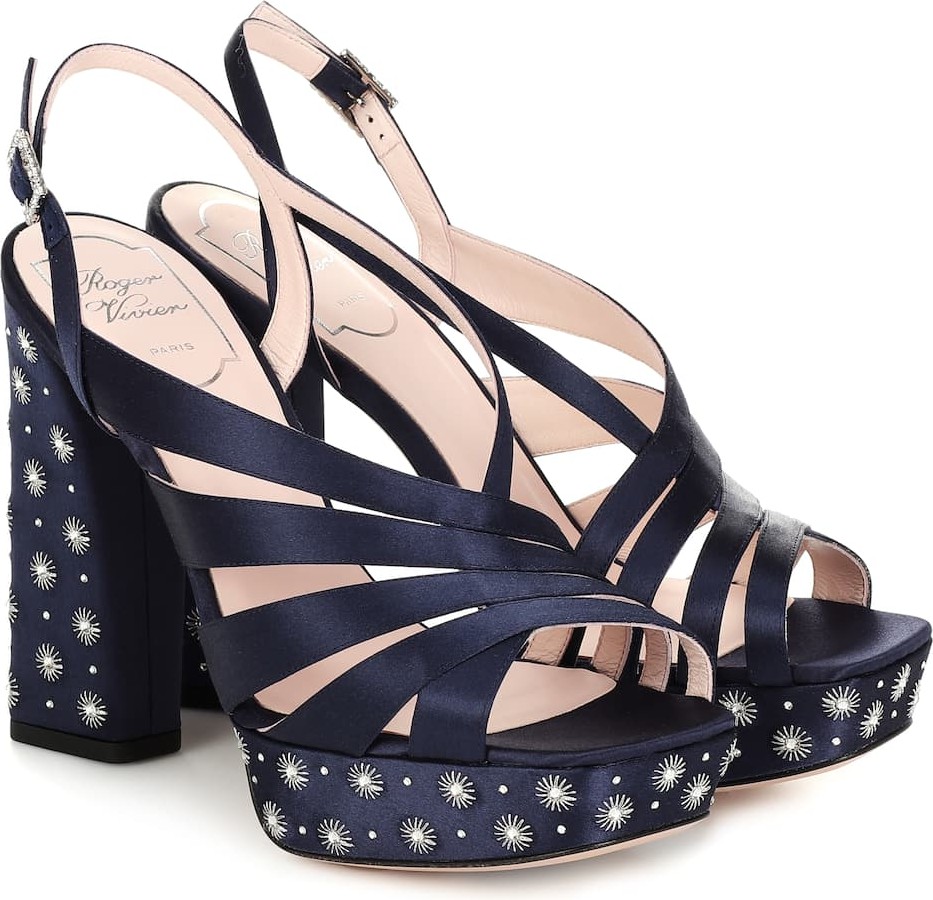 Roger Vivier Mini Stars satin plateau sandals