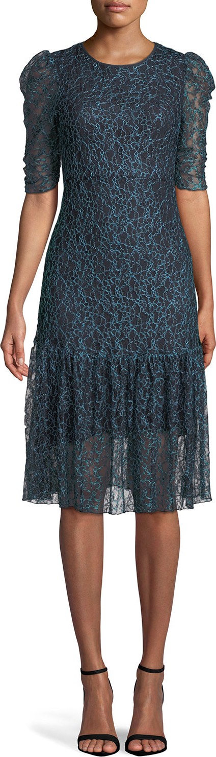 See By Chloé Floral Mesh Lace Midi Dress