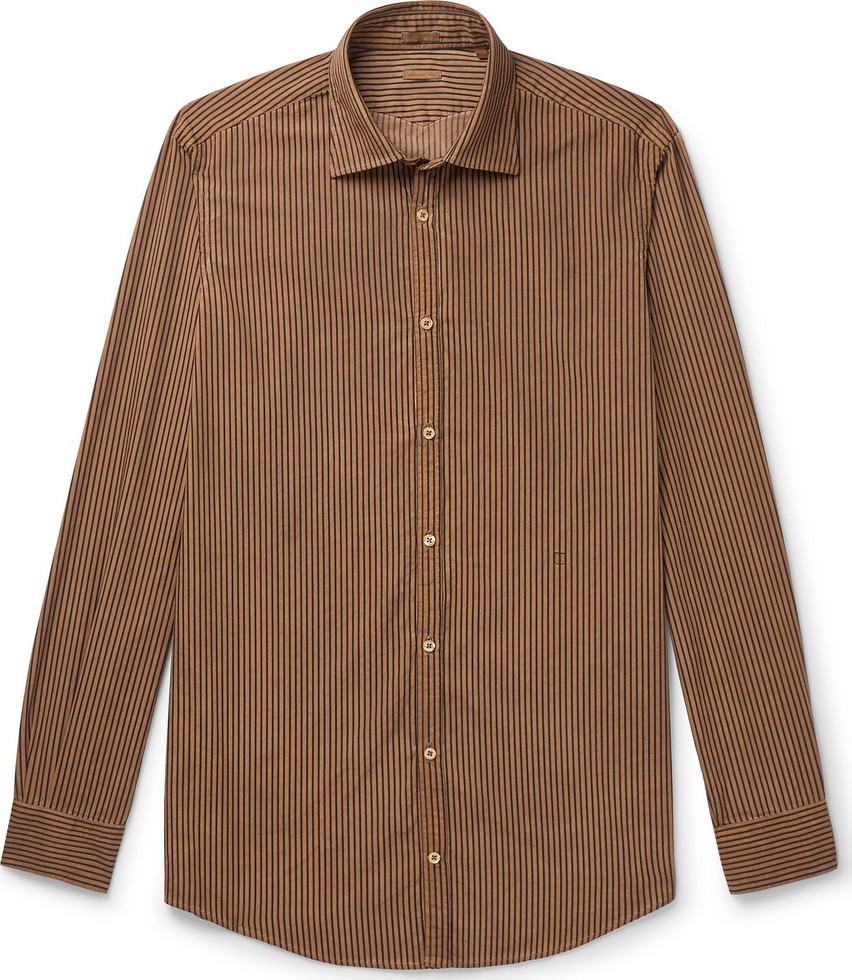 Massimo Alba Striped Watercolour-Dyed Cotton Shirt