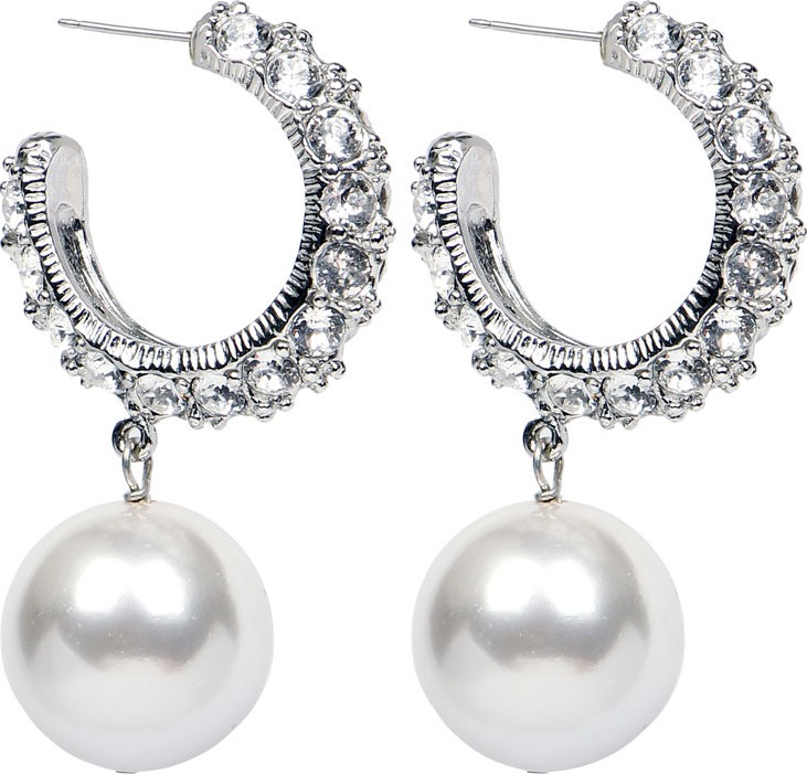 Ben-Amun Bubble Pearl-Drop Hoop Earrings