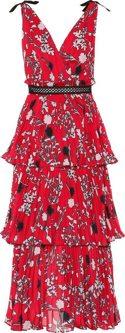 Self Portrait Floral crêpe de chine dress