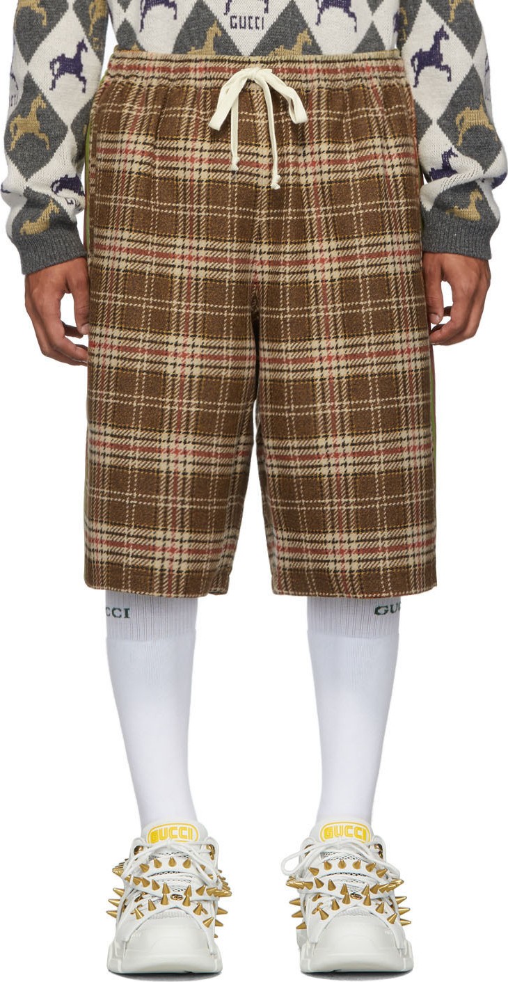 Gucci Brown & Beige Vintage Check Shorts