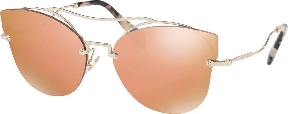 Miu Miu Scenique Rimless Mirrored Brow-Bar Sunglasses