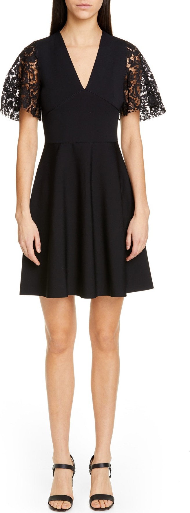 Valentino Lace Flutter Sleeve Sweater Dress