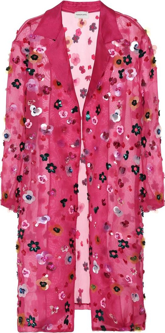 Mansur Gavriel Classic embellished silk coat