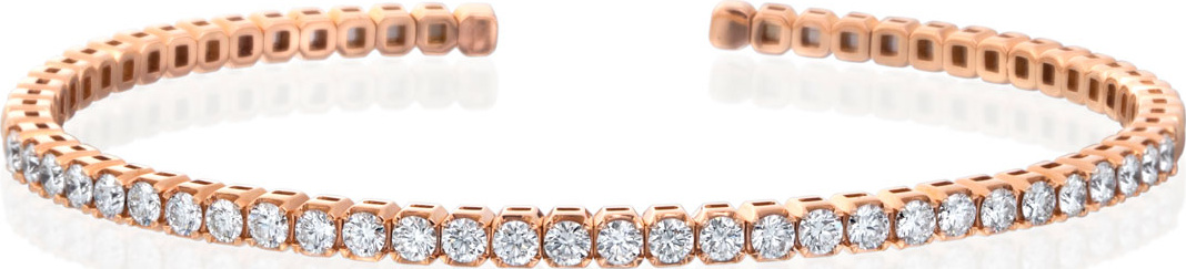Memoire 18k Gold Flexible Open Diamond Bangle, Rose