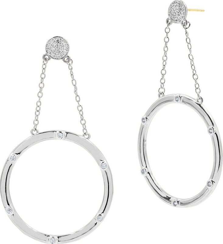 Freida Rothman Radiance Large Drop Earrings, Rhodium