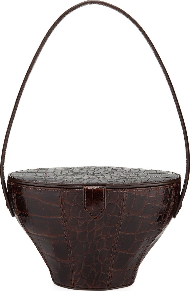 Staud Alice Crocodile-Embossed Top Handle Bag