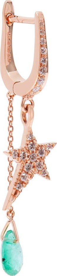 Diane Kordas Spectrum 18kt rose-gold, diamond & emerald earring