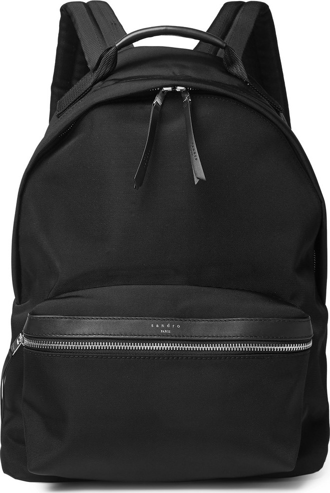 Sandro Leather-Trimmed Ballistic Nylon Backpack