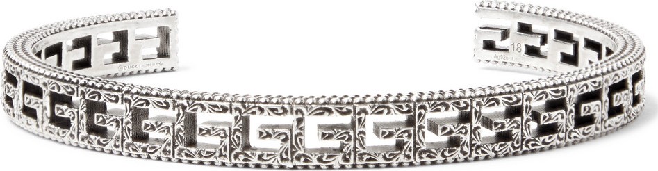 Gucci Logo-Embossed Sterling Silver Cuff