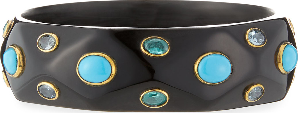 Ashley Pittman Tabaka Turquoise Dark Horn Bangle Bracelet