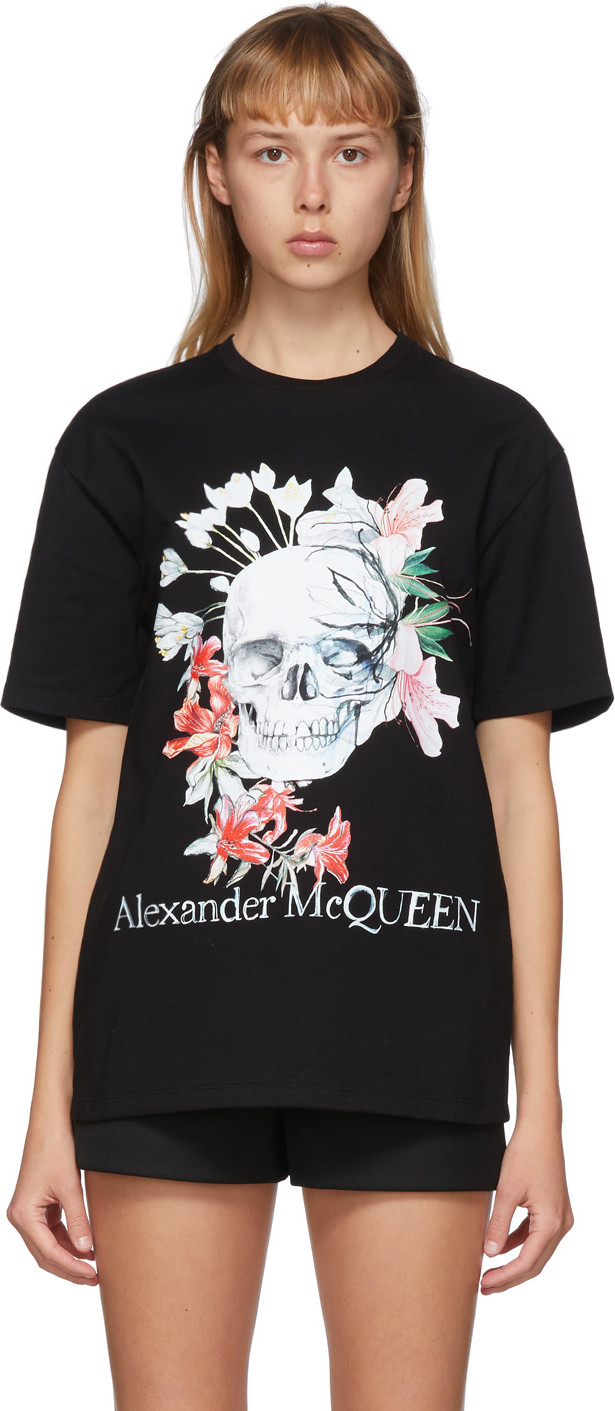 Alexander McQueen Black Romantic Skull T-Shirt