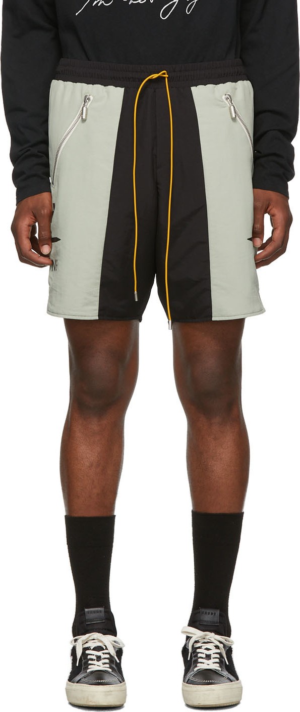 RHUDE SSENSE Exclusive Black & Green Soho House Edition Nylon Shorts