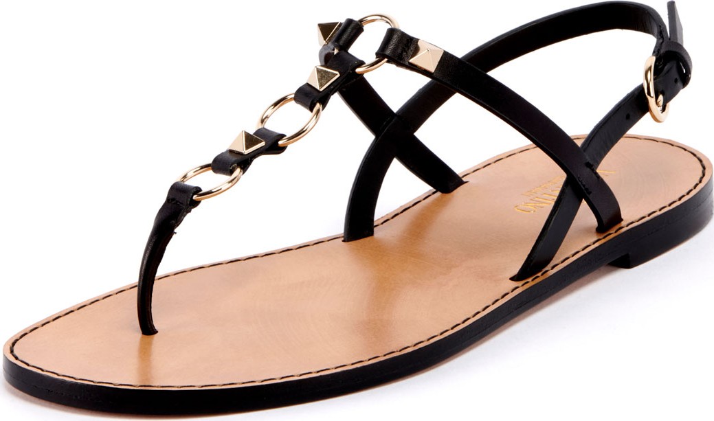 Valentino Rockstud Flat Thong Sandals