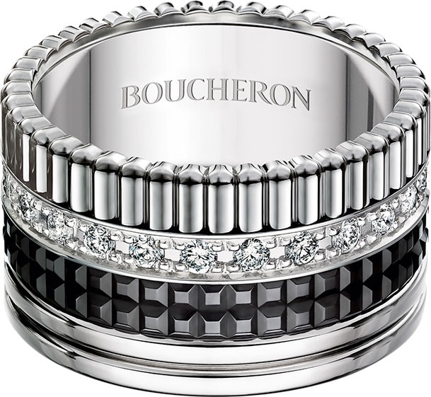 Boucheron Large Quatre Black Edition Diamond Band, Size 56