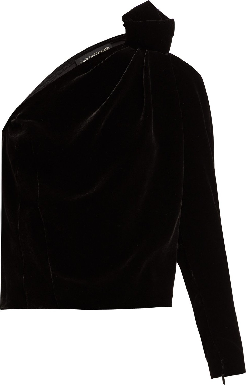 Vika Gazinskaya One-shoulder knot-detail velvet top