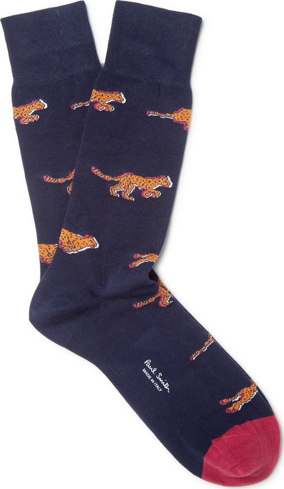 Paul Smith Intarsia Stretch Cotton-Blend Socks