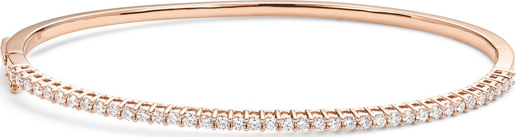 Lana 14k Rose Gold Halfway Diamond Oval Bangle