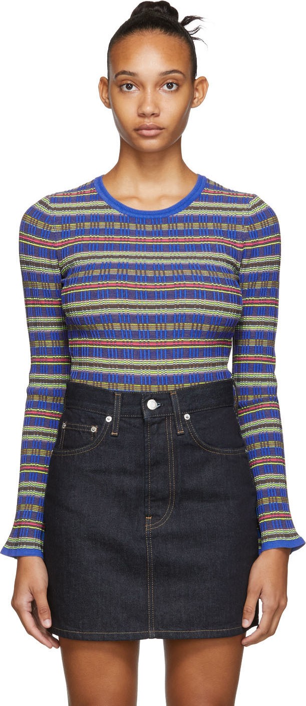 Opening Ceremony Blue & Multicolor Striped Sweater