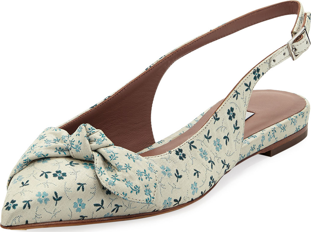 Tabitha Simmons Knotty Floral Pointed Slingback Flat