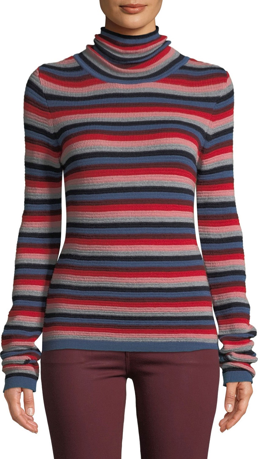 M.i.h Jeans Moonie Striped Merino Wool Turtleneck Sweater